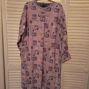 VINTAGE BIG DOG MOM PURPLE FLANNEL SLEEP SHIRT L XL NWT